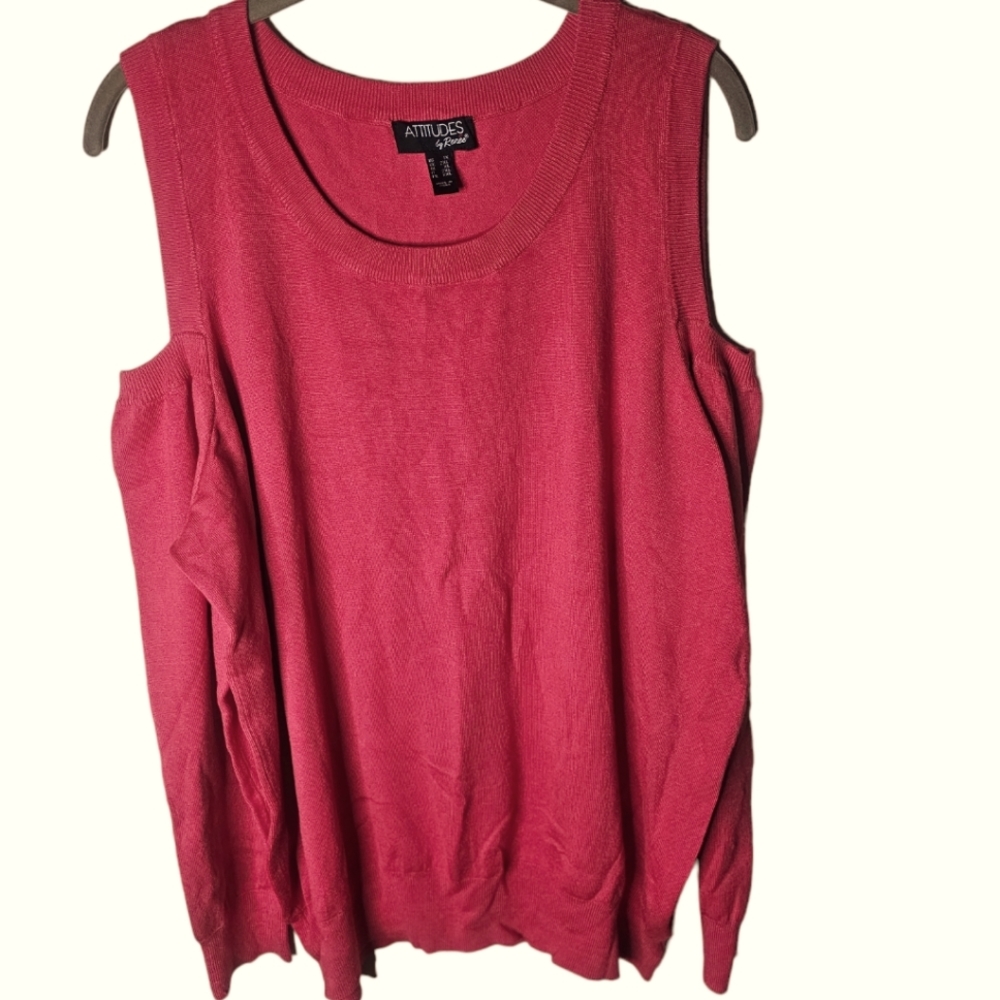 Attitudes by Renee women's pink long-sleeved coldsholder sweater size 1X